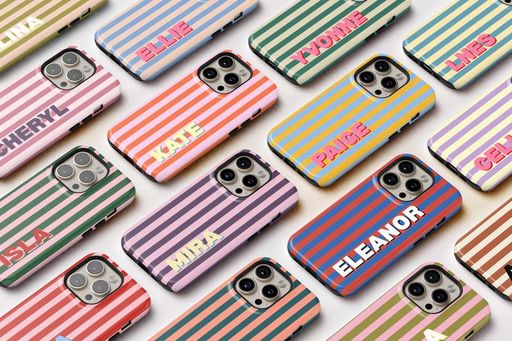 Personalized striped MagSafe phone case