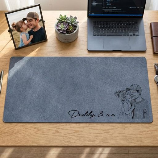 Custom photo sketch line art desk mat