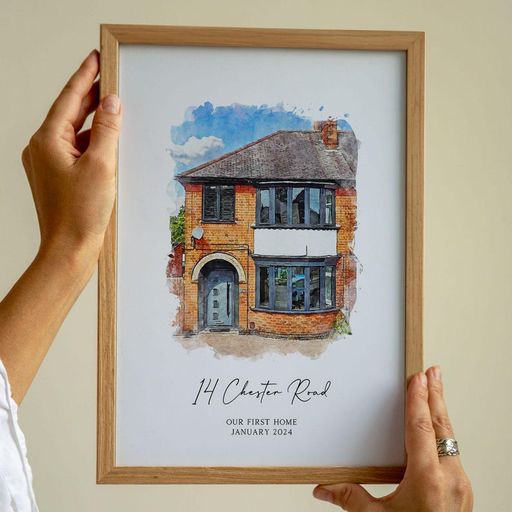 Personalized watercolor house portrait