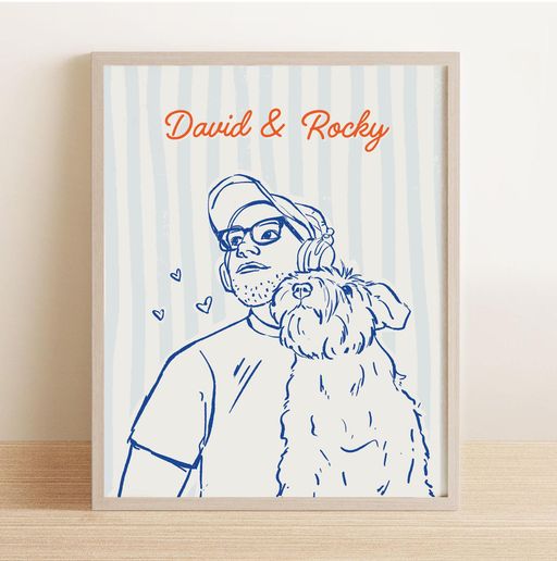 Custom Portrait from Photo Dog Dad Line