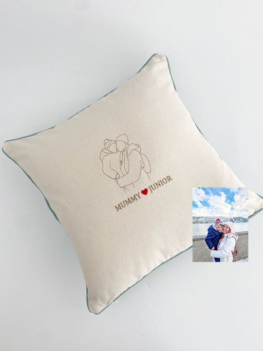 Embroidered Photo Silhouette Pillow