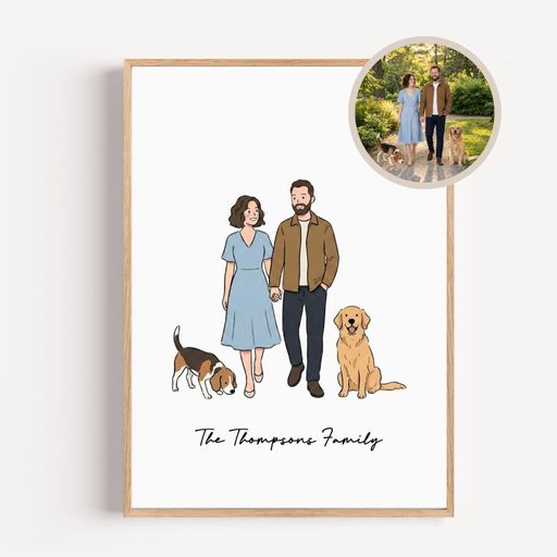 Custom Hand Drawn Couple Portrait